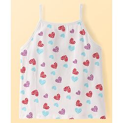 Pine Kids Cotton Knit Singlet Sleeves Slip With Heart Print Pack of 3 (Colour May Vary)