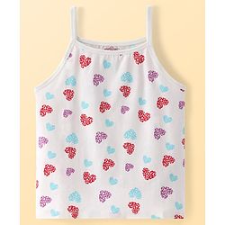 Pine Kids Cotton Knit Singlet Sleeves Slip With Heart Print Pack of 3 (Colour May Vary)