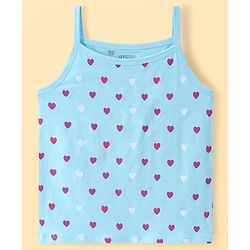 Pine Kids Cotton Knit Singlet Sleeves Slip With Heart Print Pack of 3 (Colour May Vary)