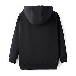 Pine Kids Cotton Knit Full Sleeves Hooded Sweatshirt with Space Theme Print - Black