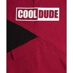 Pine Kids Cotton Knit Full Sleeves Cut & Sew Design Hooded Sweatshirt with Text Print - Maroon