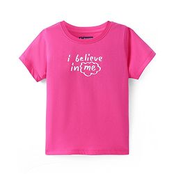 Pine Kids Cotton Knit Sleeveless Star Printed Frock With Text Printed Inner Tee - Dark Pink