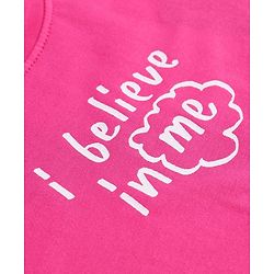 Pine Kids Cotton Knit Sleeveless Star Printed Frock With Text Printed Inner Tee - Dark Pink