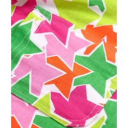 Pine Kids Cotton Knit Sleeveless Star Printed Frock With Text Printed Inner Tee - Dark Pink