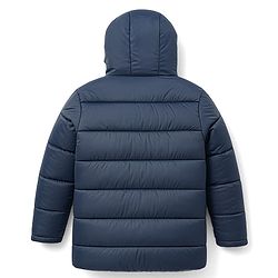 Pine Kids Woven Full Sleeves Padded Hooded Jacket With Butterfly Patch Applique - Navy Blue