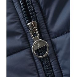 Pine Kids Woven Full Sleeves Padded Hooded Jacket With Butterfly Patch Applique - Navy Blue