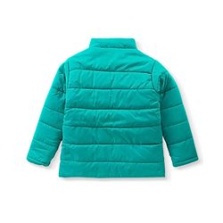 Pine Kids Woven Full Sleeves High Neck Front Open Padded Quilted Jacket With Rainbow Patch Detailing - Green