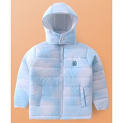 Pine Kids Woven Full Sleeves Padded Hooded Jacket With Patch Detailing - Blue