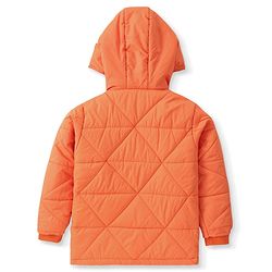 Pine Kids Woven Full Sleeves Front Open Padded Hooded Jacket with Solid Colour - Orange