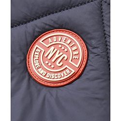 Pine Kids Woven Full Sleeves Front Open Padded Hooded Jacket with Solid Colour & Patch Detailing - Dark Grey