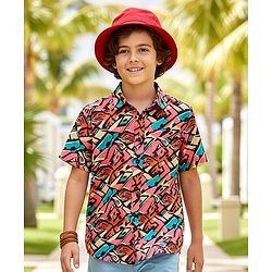 Pine Kids Viscose Woven Half Sleeves Abstract Printed Shirt - Multicolor