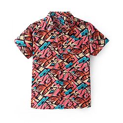 Pine Kids Viscose Woven Half Sleeves Abstract Printed Shirt - Multicolor