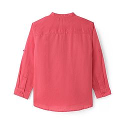 Pine Kids Linen Woven Full Sleeves Solid Shirt - Coral