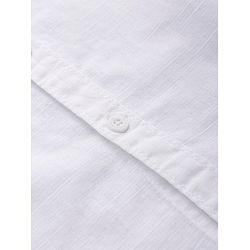 Pine Kids Linen Woven Mandarin Collar Full Sleeves Solid Shirt - White