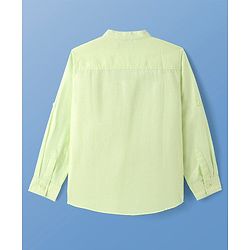 Pine Kids Linen Woven Full Sleeves Solid Shirt - Lime