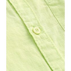 Pine Kids Linen Woven Full Sleeves Solid Shirt - Lime