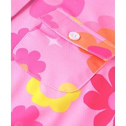 Pine Kids Woven Half Sleeves Floral Printed Top - Pink