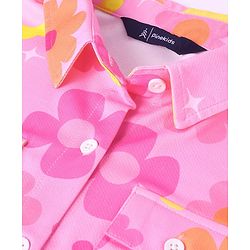 Pine Kids Woven Half Sleeves Floral Printed Top - Pink