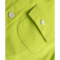 Pine Kids Woven Half Sleeves Solid Colour Ribbed Top - Limegreen