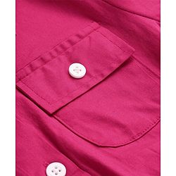 Pine Kids Woven Full Sleeves Collared Neck Front Open Solid Colour Top - Pink