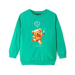 Pine Kids Heavy Gauge Premium Fabric  Full Sleeves Night Suit with Bear Print  - Mint Green