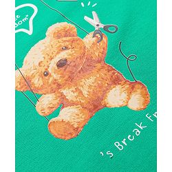 Pine Kids Heavy Gauge Premium Fabric  Full Sleeves Night Suit with Bear Print  - Mint Green