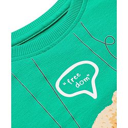 Pine Kids Heavy Gauge Premium Fabric  Full Sleeves Night Suit with Bear Print  - Mint Green