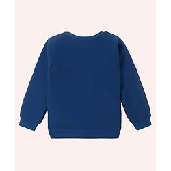 Pine Kids Looper Knit Full Sleeves Night Suit with Floral Print - Navy Blue