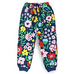 Pine Kids Looper Knit Full Sleeves Night Suit with Floral Print - Navy Blue