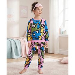 Pine Kids Heavy Gauge Premium Fabric Full Sleeves Monster Printed Night Suit - Pink