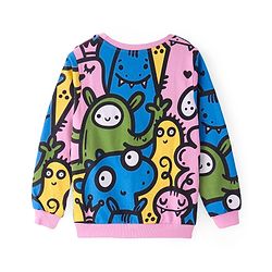 Pine Kids Heavy Gauge Premium Fabric Full Sleeves Monster Printed Night Suit - Pink