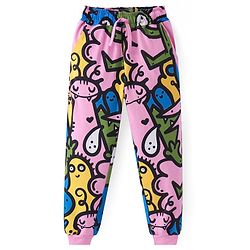 Pine Kids Heavy Gauge Premium Fabric Full Sleeves Monster Printed Night Suit - Pink
