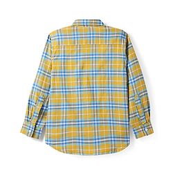 Pine Kids Cotton Woven Full Sleeves Checks Shirt With Text Print T- Shirt - Yellow & Blue