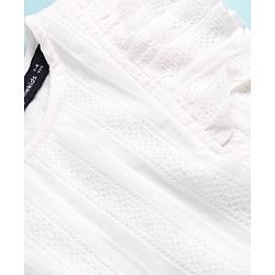 Pine Kids Cotton Woven Frill Sleeves Solid Colour Top With Embroidery - White