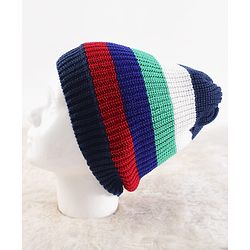 Pine Kids Knit Stripe Designed Winter Cap - Blue & Red