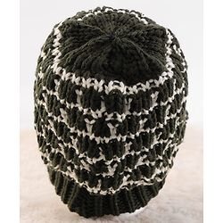 Pine Kids Knit Net Design Winter Cap - Dark Green