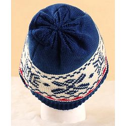 Pine Kids Woollen Cap Muffler & Mittens Sets with Aztec Design - Navy Blue & White