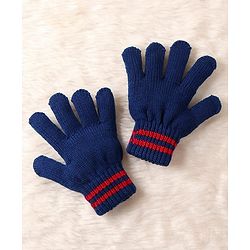 Pine Kids Woollen Cap Muffler & Mittens Sets with Aztec Design - Navy Blue & White