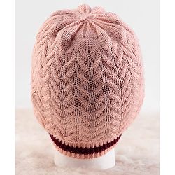 Pine Kids Woollen Knit Soild Winter Caps -  Pink