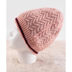 Pine Kids Woollen Knit Soild Winter Caps -  Pink