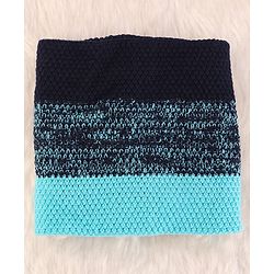 Pine Kids Knit Woollen Cap & Muffler Blue & Black - Diameter 13.5 cm