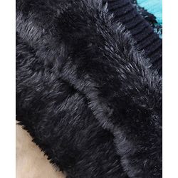 Pine Kids Knit Woollen Cap & Muffler Blue & Black - Diameter 13.5 cm