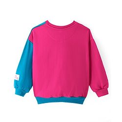 Pine Kids Disney Terry Knit Full Sleeves Sweatshirt With Cut & Sew Design & Disney Princesses Graphics - Purple & Navy Blue