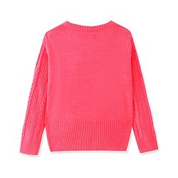 Pine Kids Knitted Full Sleeves Pullover With Cable Knit Design - Neon Pink