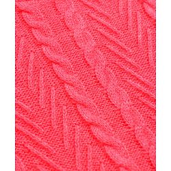 Pine Kids Knitted Full Sleeves Pullover With Cable Knit Design - Neon Pink