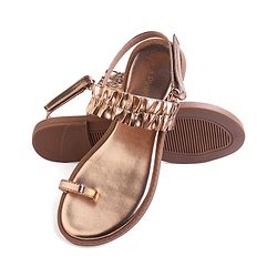 Pine Kids Velcro Closure Sandals With Glossy Finish - Rose Gold
