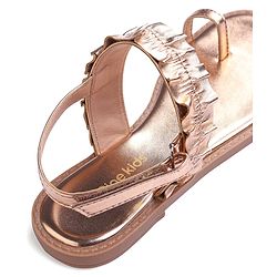 Pine Kids Velcro Closure Sandals With Glossy Finish - Rose Gold