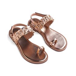 Pine Kids Velcro Closure Sandals With Glossy Finish - Rose Gold