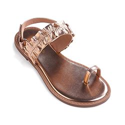 Pine Kids Velcro Closure Sandals With Glossy Finish - Rose Gold