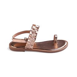 Pine Kids Velcro Closure Sandals With Glossy Finish - Rose Gold